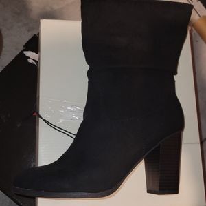 STYLE&CO Women's Black Micro Saraa Round Toe BlockHeel Mid-Shaft Boots 9M